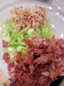 celery, prosciutto and onion celery, prosciutto and onion