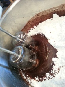 mixing in powdered sugar