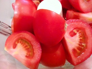 quartered tomatoes