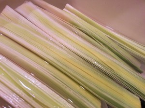 cleaned leeks